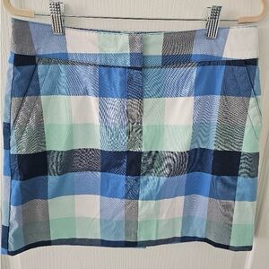Izod Blue and Green Plaid Golf Skort